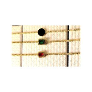 New 3Pcs Glamorous Green Red Colorful Rhinestones Black Enamel Charm Bracelets